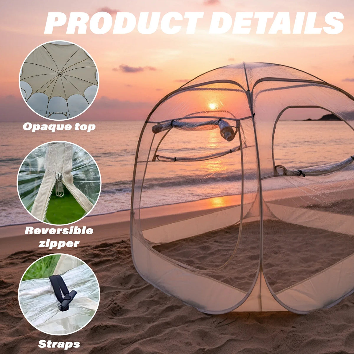 Portable Clear Dome Gazebo for 2–4 People, Transparent Bubble Shelter with 360° Views for Patio and Garden