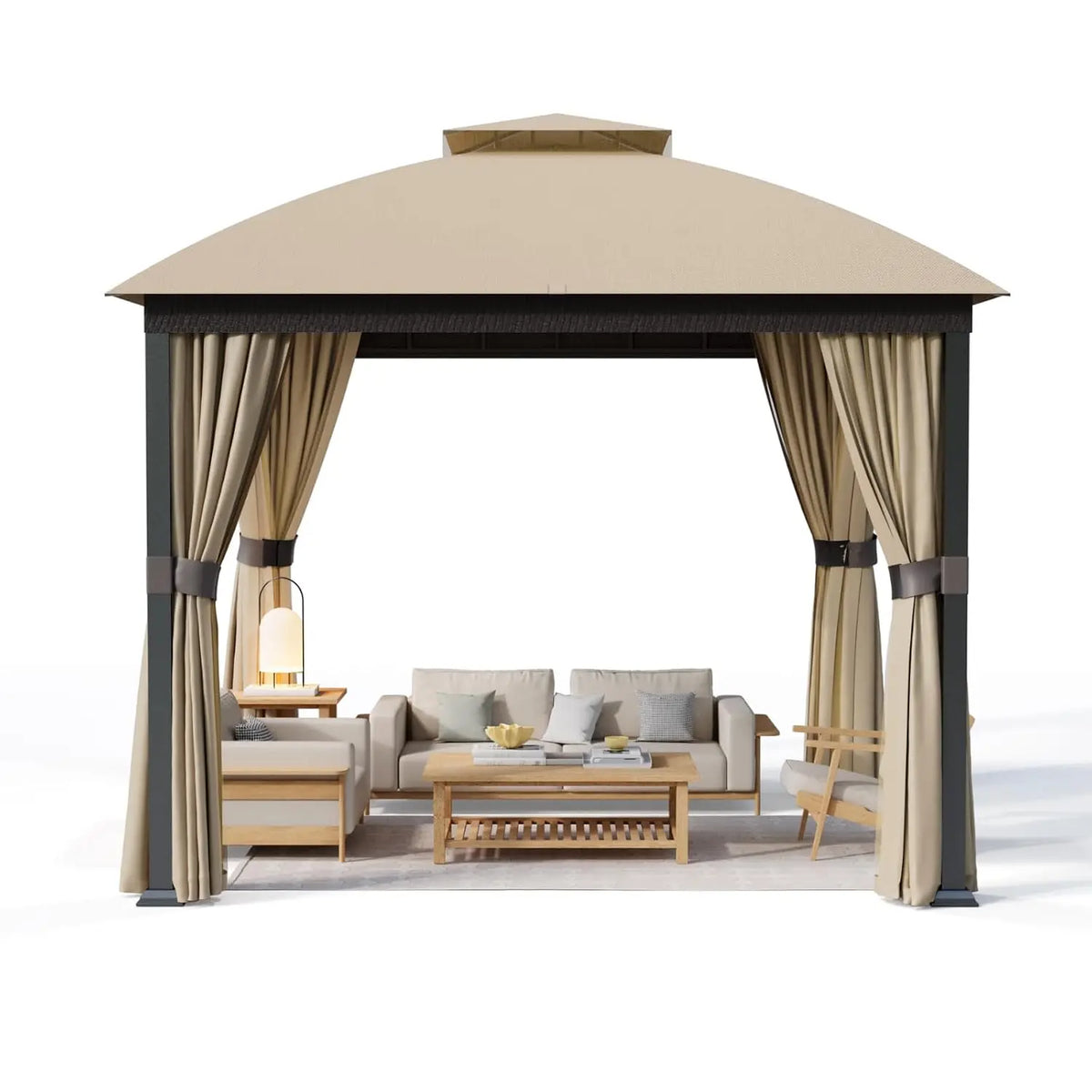 10x10 ft Outdoor Patio Gazebo with Double Roof, UV Protection and Privacy Panels
