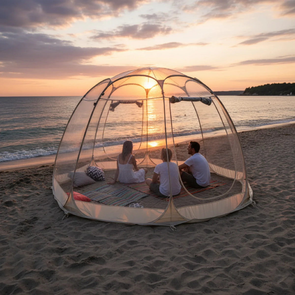 Portable Clear Dome Gazebo for 2–4 People, Transparent Bubble Shelter with 360° Views for Patio and Garden