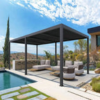 Aluminum Pergola Gazebo with Adjustable Louvered Roof for Outdoor Patio, Garden and Backyard