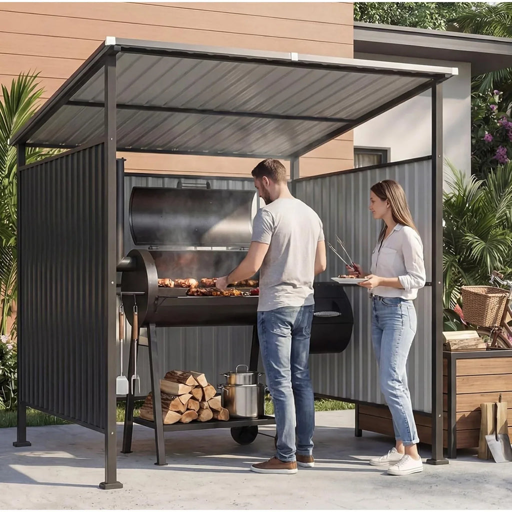 6 × 6 FT Outdoor Metal Grill Gazebo for BBQ, Patio, Backyard and Deck