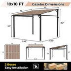 10 x 10 ft Wall-Mounted Hardtop Gazebo with Heavy-Duty Metal Frame for Patio and Backyard