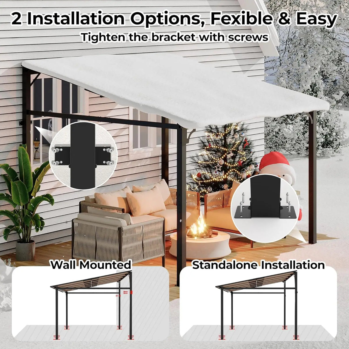 10 x 10 ft Wall-Mounted Hardtop Gazebo with Heavy-Duty Metal Frame for Patio and Backyard