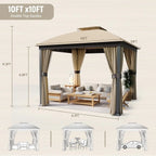 10x10 ft Outdoor Patio Gazebo with Double Roof, UV Protection and Privacy Panels