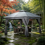 Aluminum Waterproof Pergola with Folding Roof and Mosquito Netting