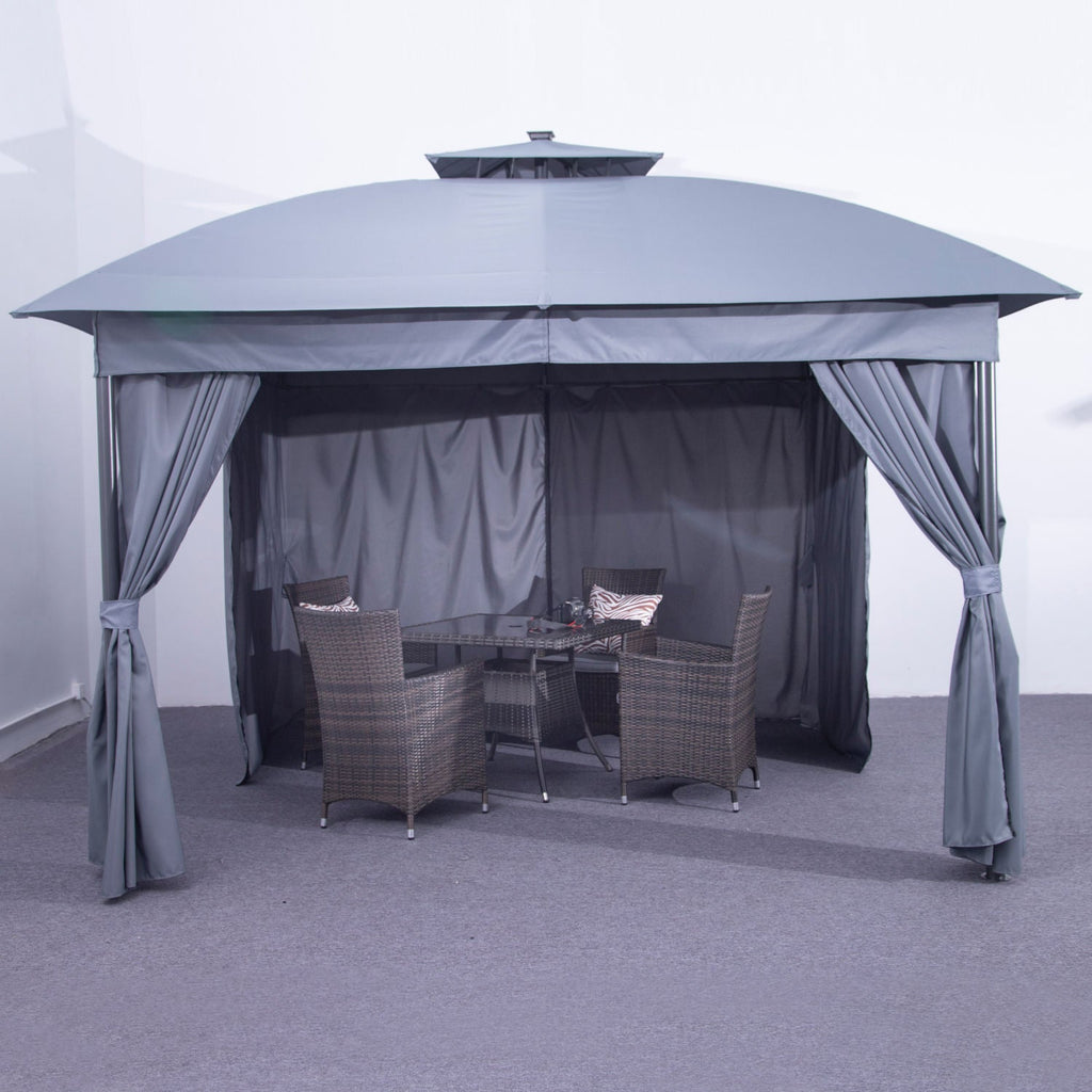 Aluminum Waterproof Pergola with Folding Roof and Mosquito Netting