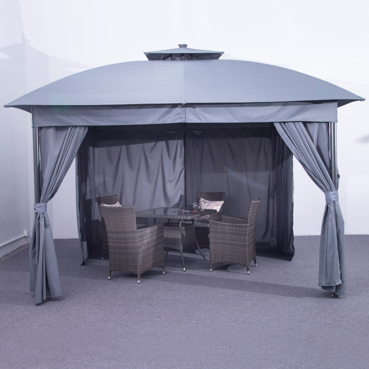 Aluminum Waterproof Pergola with Folding Roof and Mosquito Netting