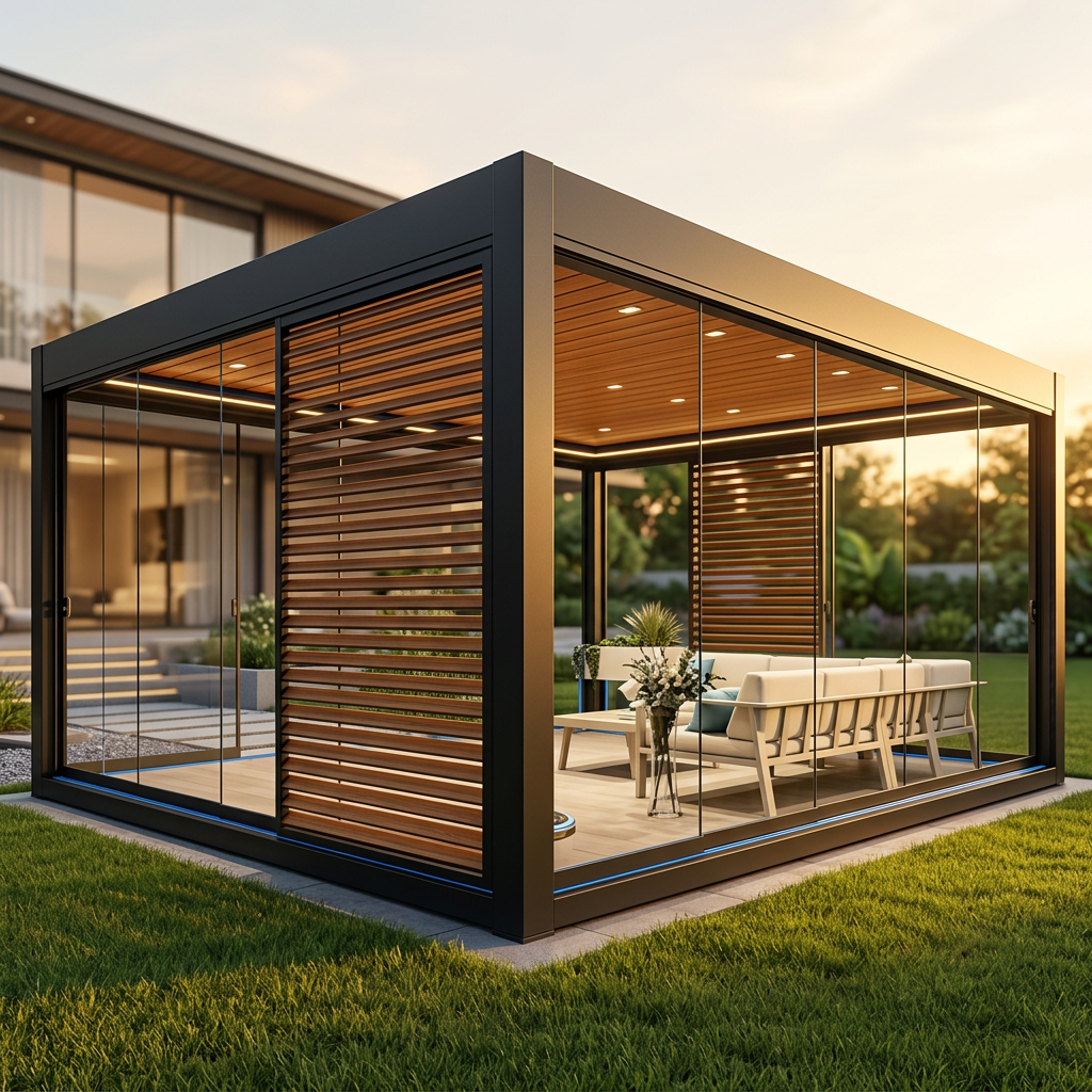Waterproof Aluminum Bioclimatic Pergola with Motorized Automatic Louvers