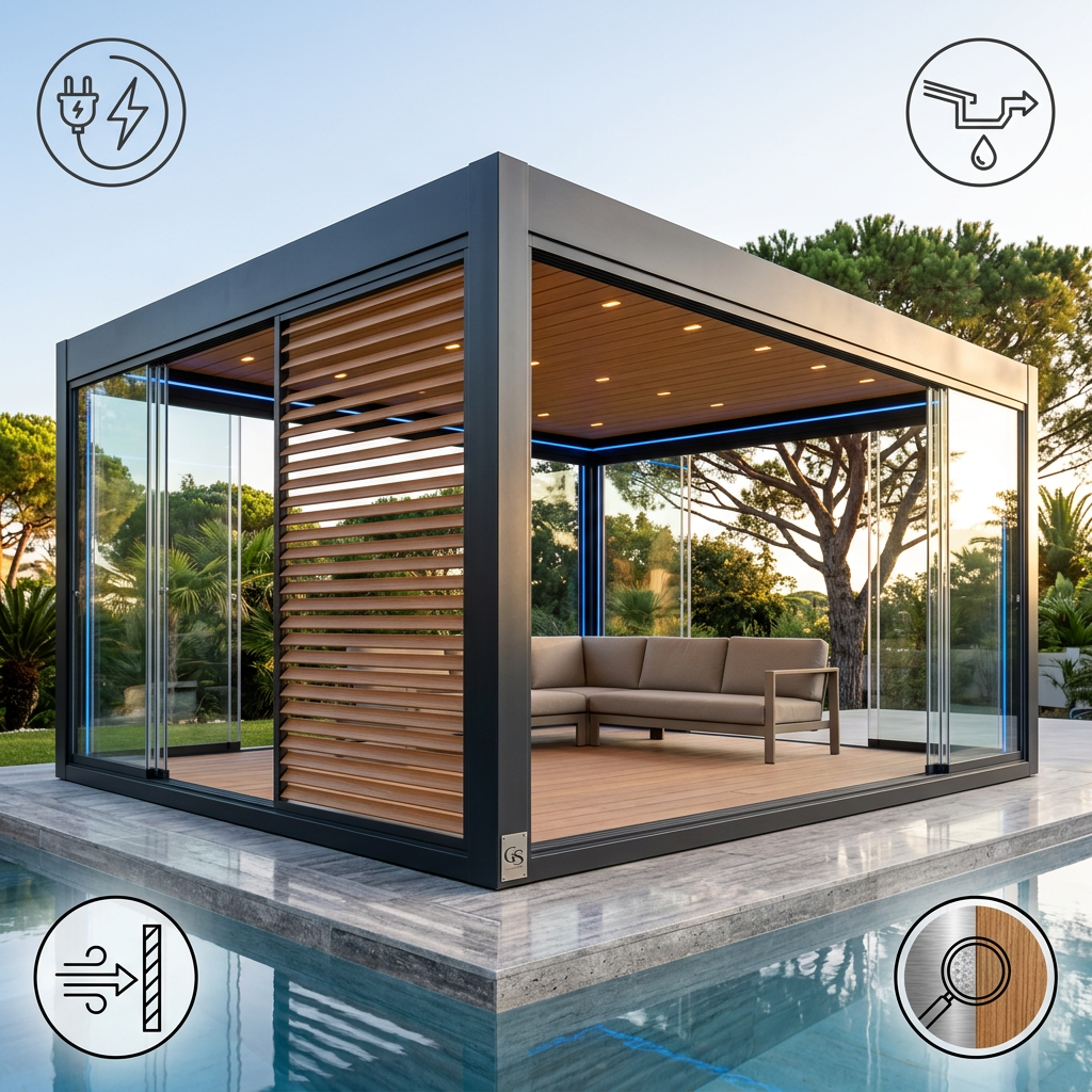 Waterproof Aluminum Bioclimatic Pergola with Motorized Automatic Louvers