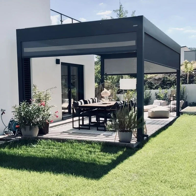Motorized Aluminum Pergola with Adjustable Louvered Roof
