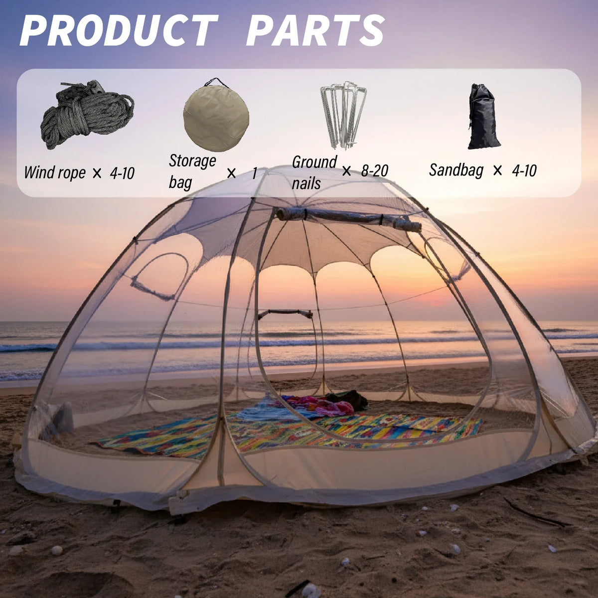 Portable Clear Dome Gazebo for 2–4 People, Transparent Bubble Shelter with 360° Views for Patio and Garden