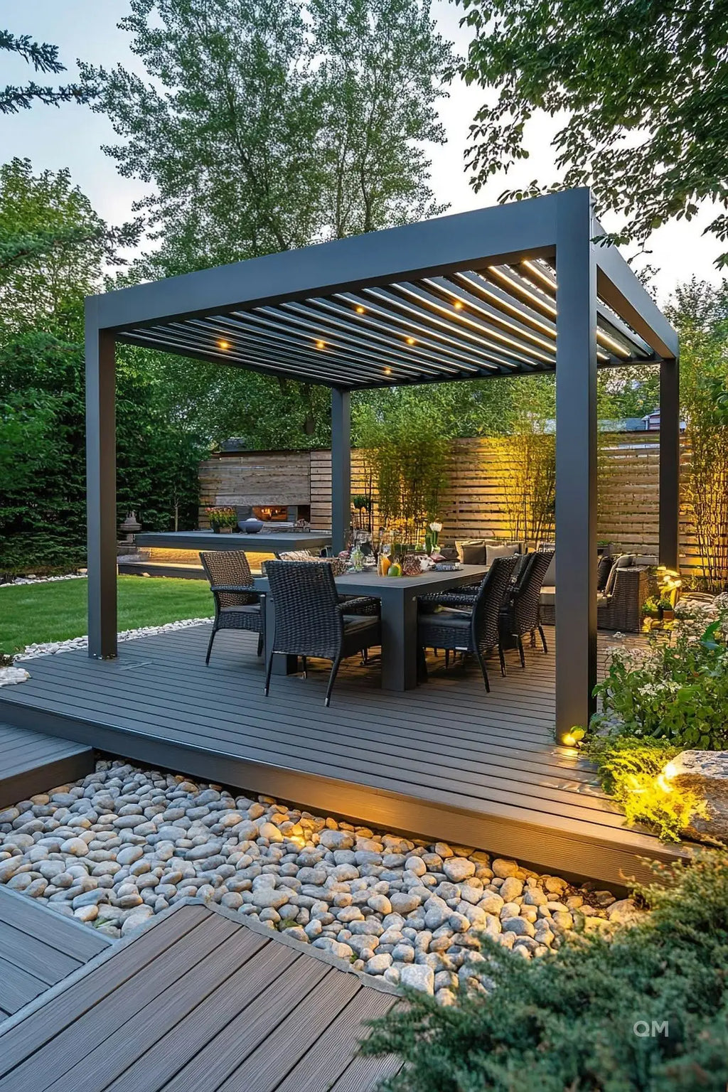 Motorized Aluminum Pergola with Adjustable Louvered Roof