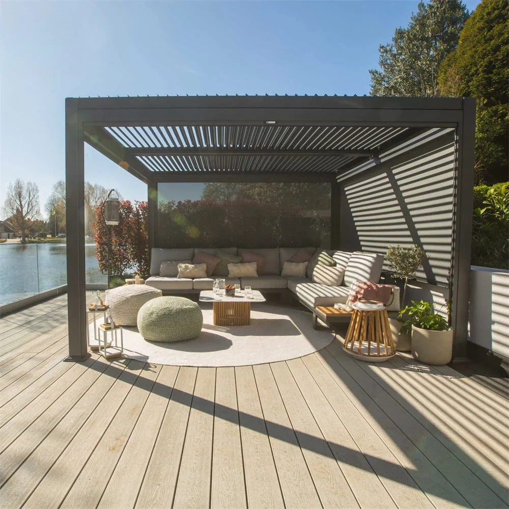Motorized Aluminum Pergola with Adjustable Louvered Roof
