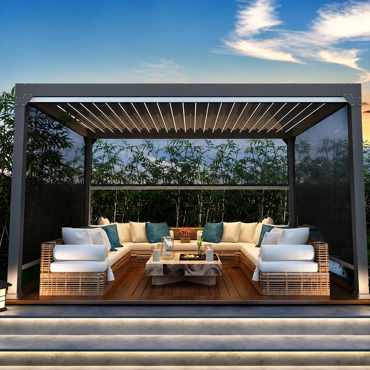 Motorized Aluminum Pergola with Adjustable Louvered Roof