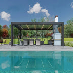 Motorized Retractable Aluminum Pergola with LED Lighting for Outdoor Gardens and Balconies