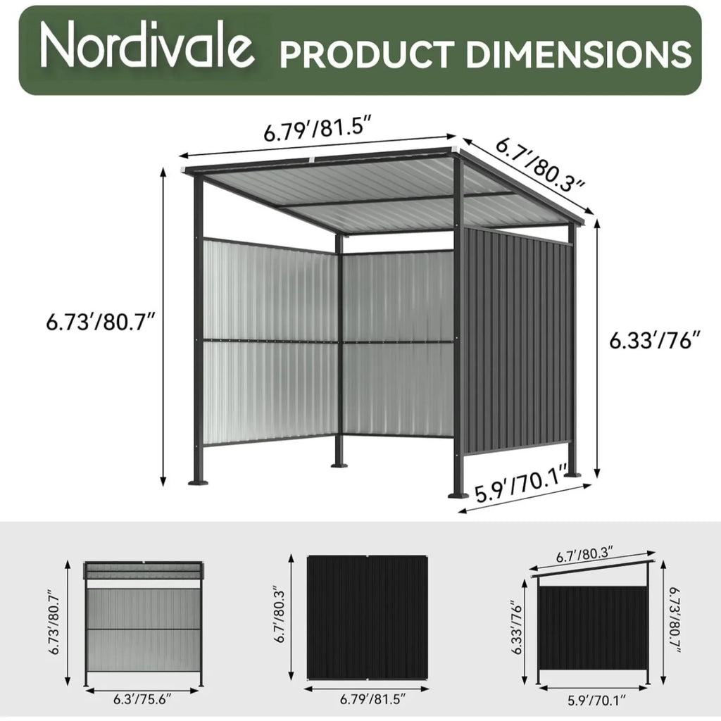 6 × 6 FT Outdoor Metal Grill Gazebo for BBQ, Patio, Backyard and Deck