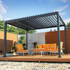 Motorized Retractable Aluminum Pergola with LED Lighting for Outdoor Gardens and Balconies